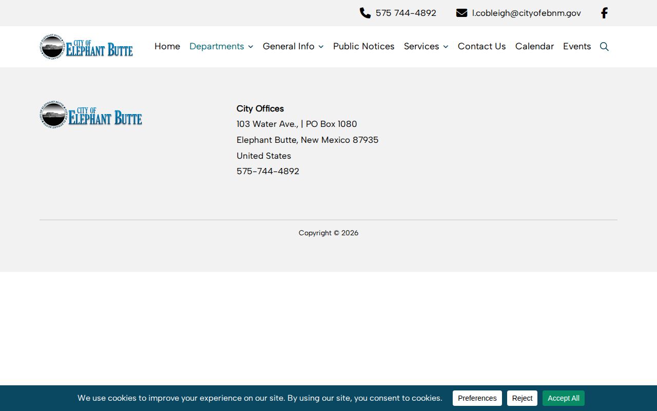 Sierra County Elephant Butte official city source for arrest records routing